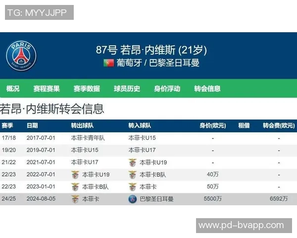 葡萄牙球员身价最新排行内维斯维蒂尼亚并列第一门德斯紧随其后